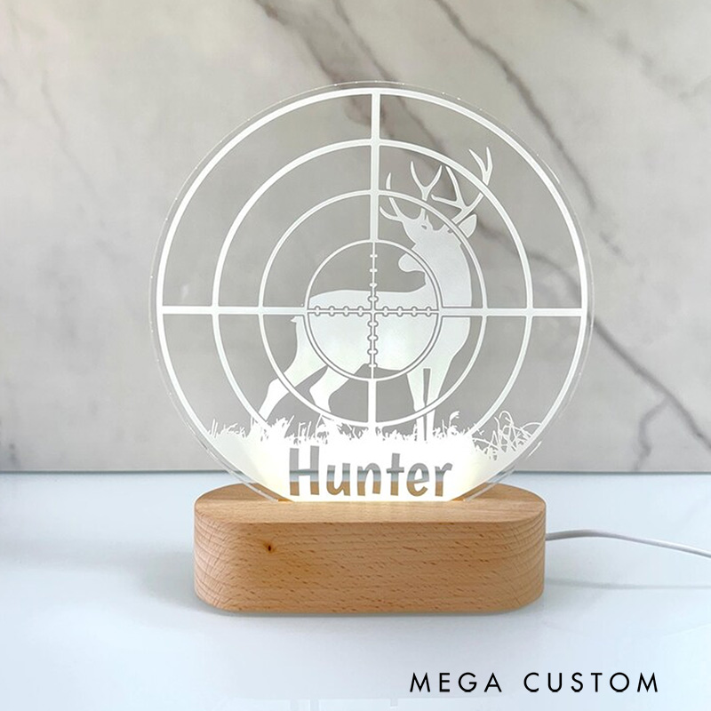 Personalized Hunter 3D LED Night Light Custom LED Lamp for Outdoor Enthusiasts Perfect Gift for Hunters Unique Room Decor