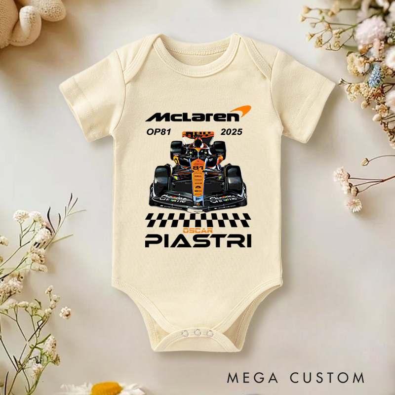 Personalized Oscar Piastri OP81 Baby Bodysuit BirthdayChristmas Gift for Baby