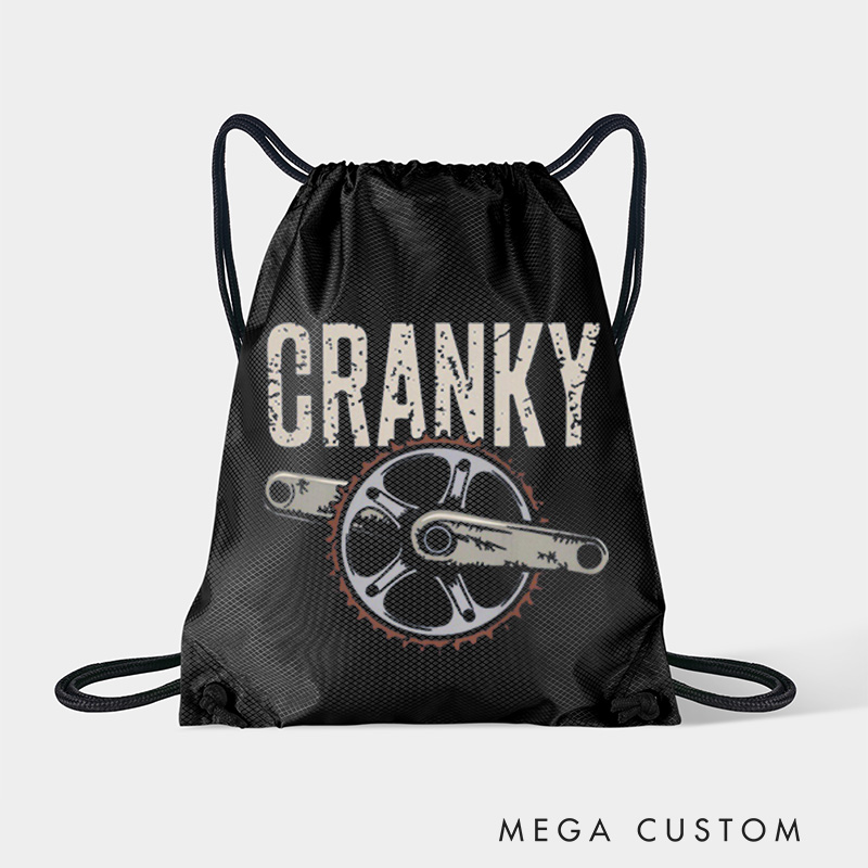 Personalized Cranky Bicycle Lover Drawstring Bag Funny Cycling Sports Backpack Bags Gift for Cycling Lovers Cyclists