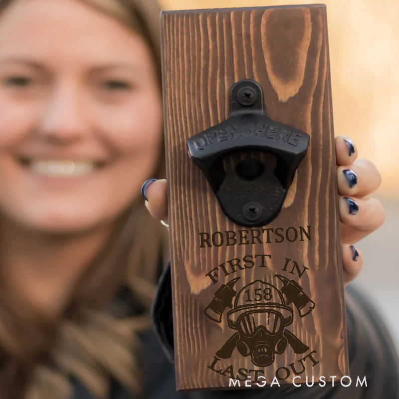 Personalized Firefighter Bottle Opener Custom Fireman Gift Fireman Gift for Dad