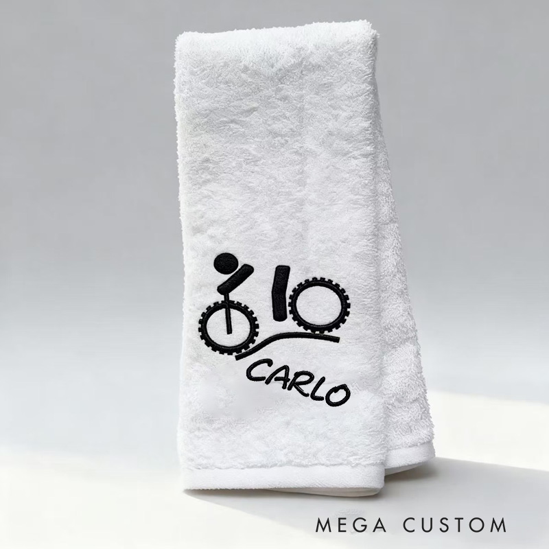 Personalized Embroidered Bicycle Towel Name with Sports Towel Gift for Triathletes Cyclist