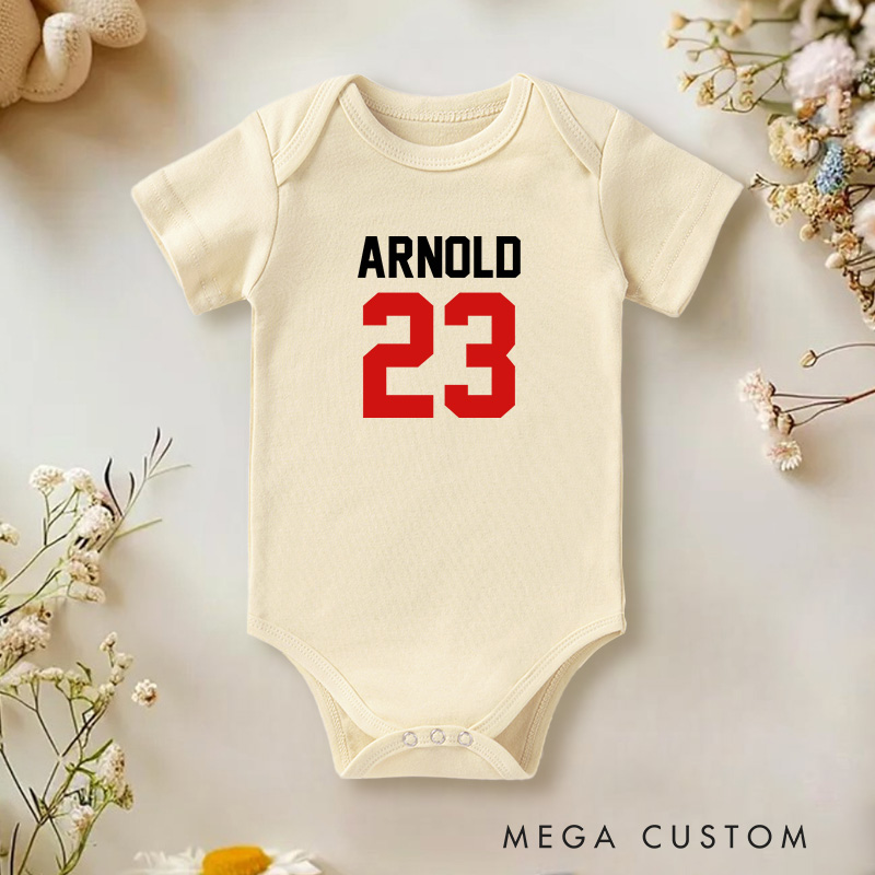 Personalized Sports Inspired Jersey Number Design Baby Onesie
