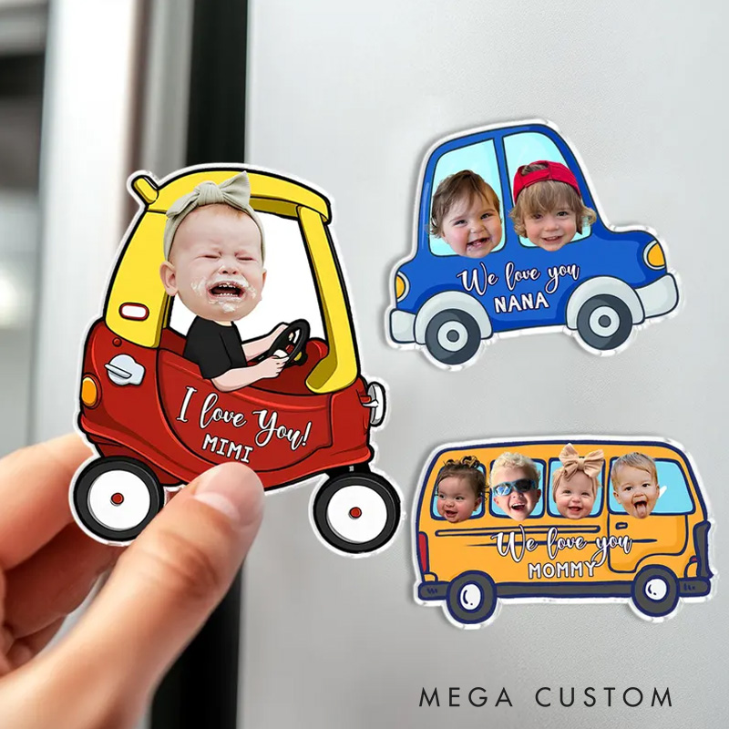 Personalized Kids Photo Fridge Magnet Keychain Custom Grandma Mom Grandpa Dad Gift