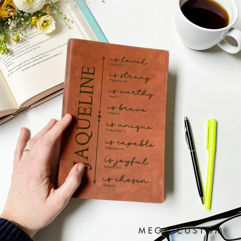 Personalized Bible Verse Prayer Journal Leather A5 Notebook with Name for Women Christian Gift Religious Gift Affirmations Gift Confirmation Gift