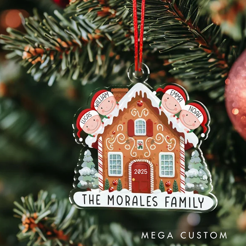 Personalized Gingerbread Christmas Ornament Gingerbread House Family Ornament Custom Christmas Gift Personalized Xmas Gift