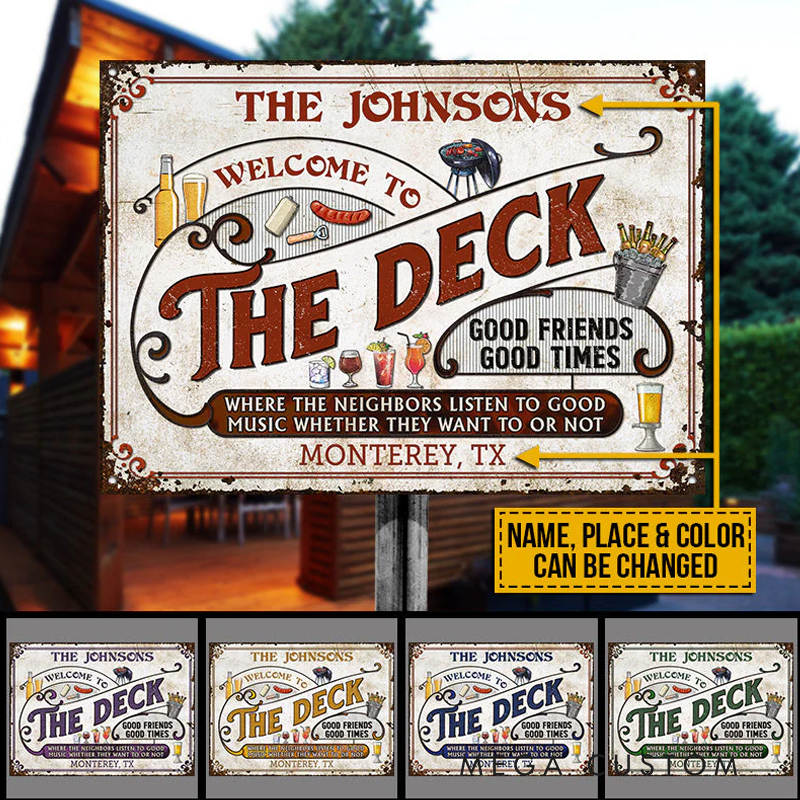 Personalized Deck Grilling Red Listen to the Good Music Color Custom Classic Metal Signs