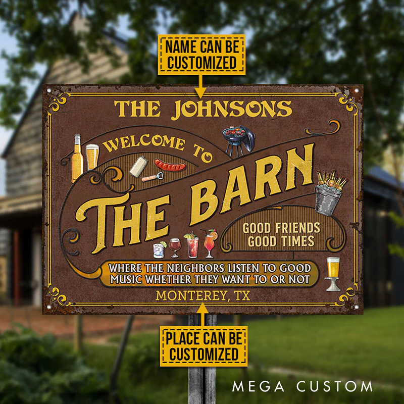 Personalized Barn Listen to the Good Music Custom Classic Metal Signs