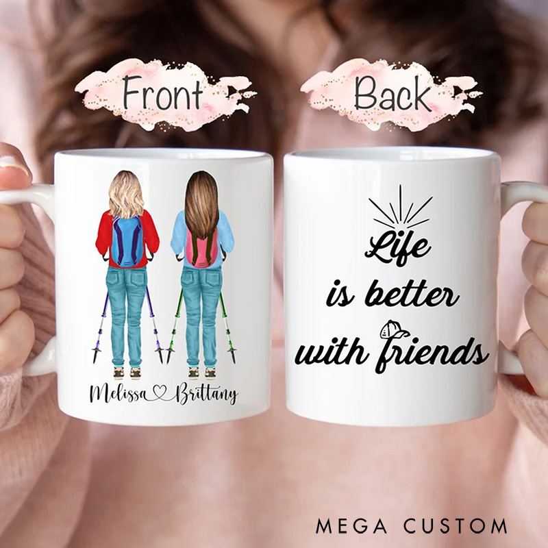Personalized Hiking Friend Mug Hikers Cup Custom Friend Mug Outdoor Adventure Friend Gift