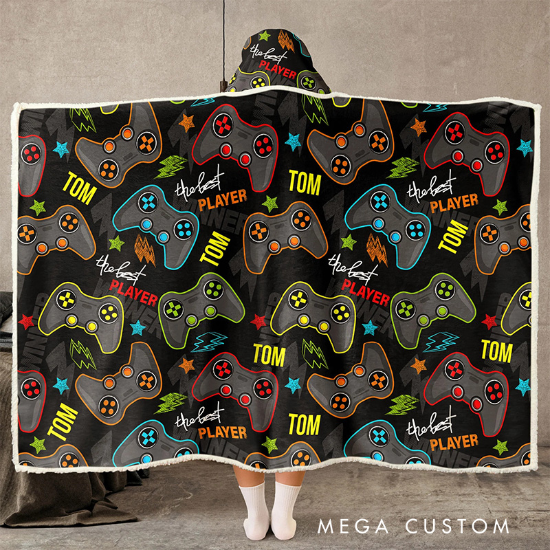 Personalized The Best Player Wearable Blanket Hoodie with Name Game Lover Gift for Friends Birthday Gift