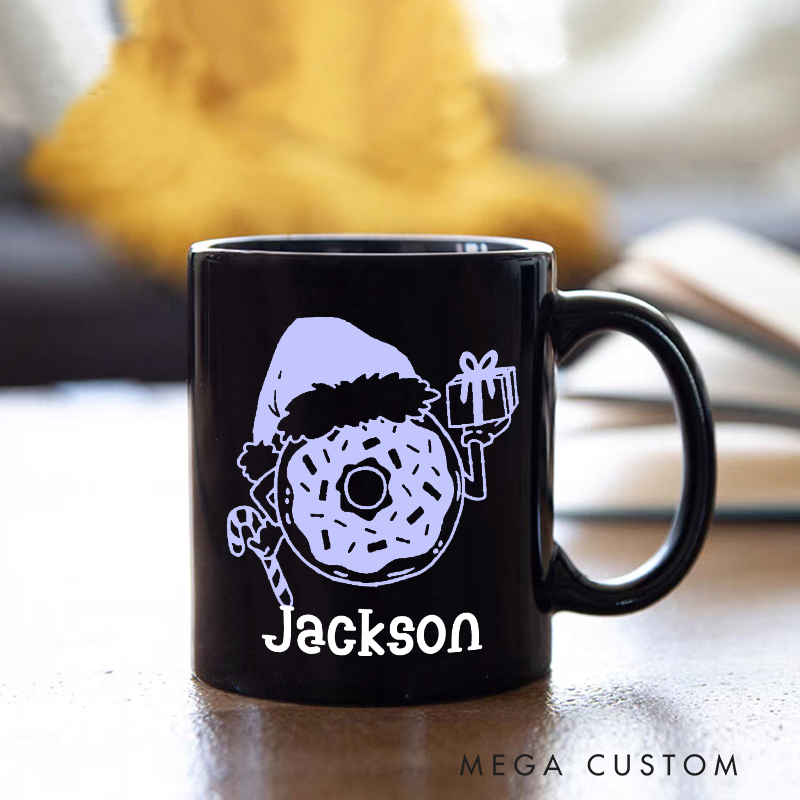 Personalized Police Themed Mug with Donut Worry Be Happy Design and Custom Name Unique Gift for Police Officers