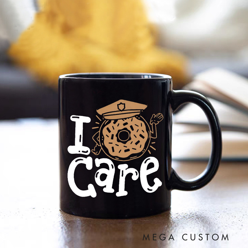Personalized Police Themed Mug with Custom Name and I Donut Care Design Fun and Unique Gift for Police Officers
