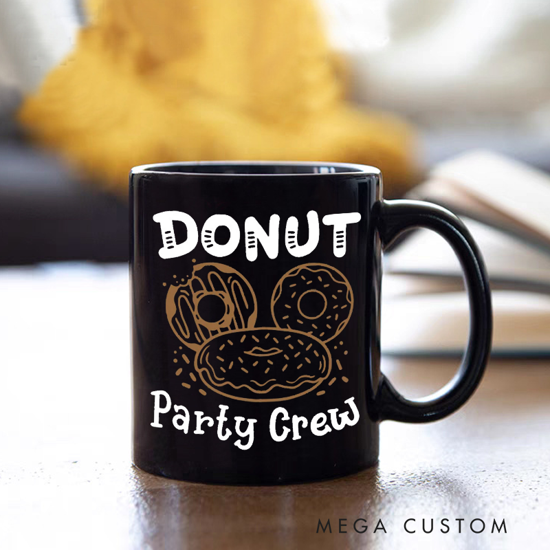Personalized Police Themed Mug with Custom Name and Donut Party Crew Design Fun Gift for Police Officers