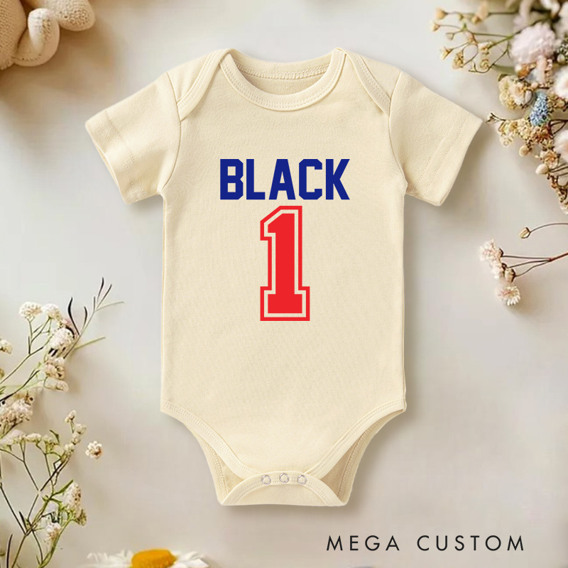 Personalized Sport Bold Personalized Sports Jersey Number Baby Onesie