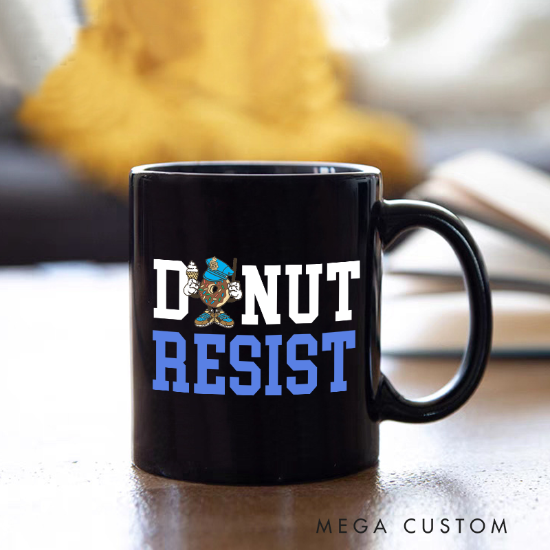 Personalized Police Themed Mug with Donut Resist Design Fun and Creative Gift for Police Officers
