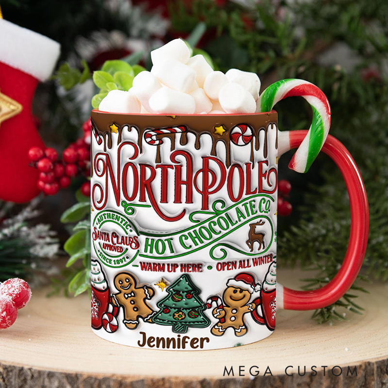 Personalized Northpole Hot Chocolate Custom Christmas Accent Mug