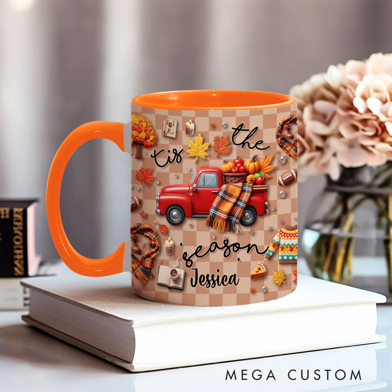 Personalized Tis the Season Custom Autumn Accent Mug