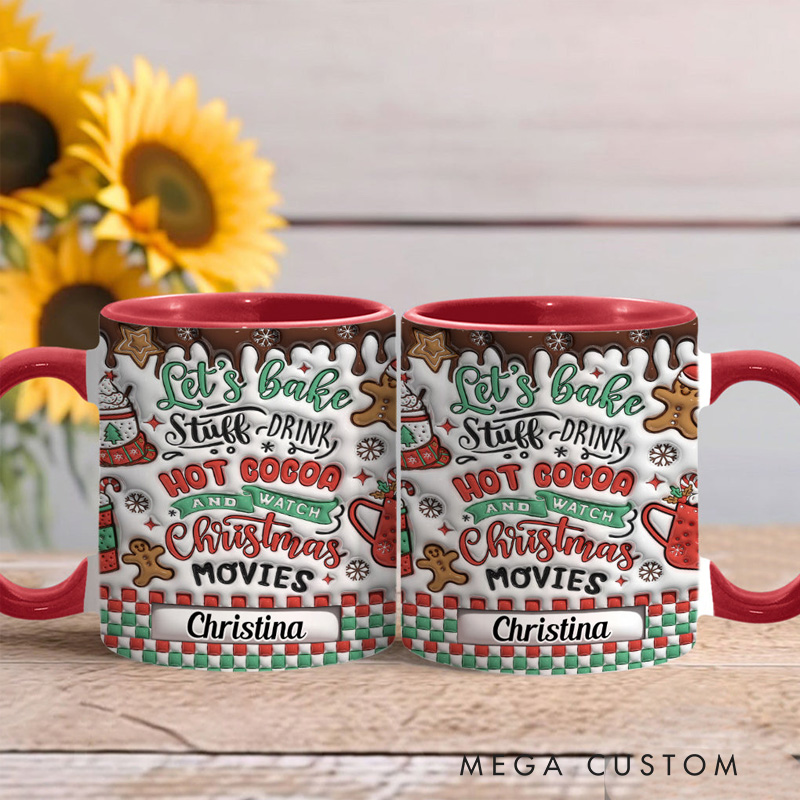 Personalized Let's Bake Stuff Mug with Name 11oz Ceramic Baking Accent Mug Coffee Cup for Baker Mom Sister Daughter Baking Lover Gift
