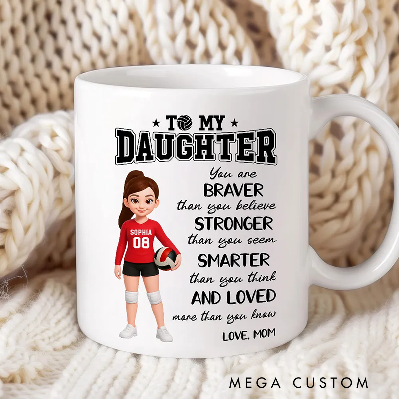 Personalized Volleyball Mug for Daughter with Inspirational Message from Mom
