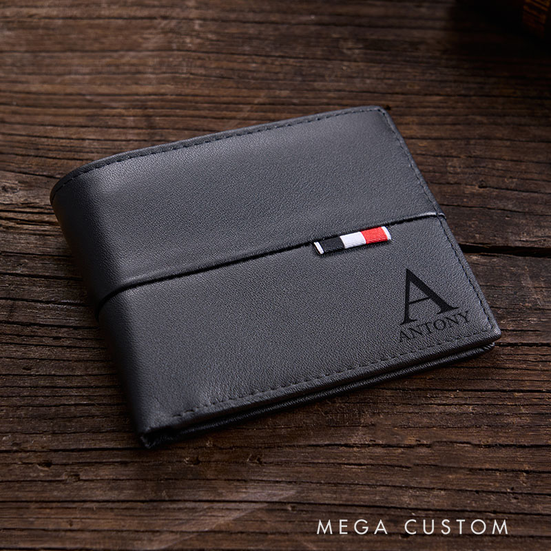 Personalized Men's Genuine Leather Wallet Custom Wallet for Men Birthday Anniversary Gift for Him Husband Boyfriend Gift Wallet