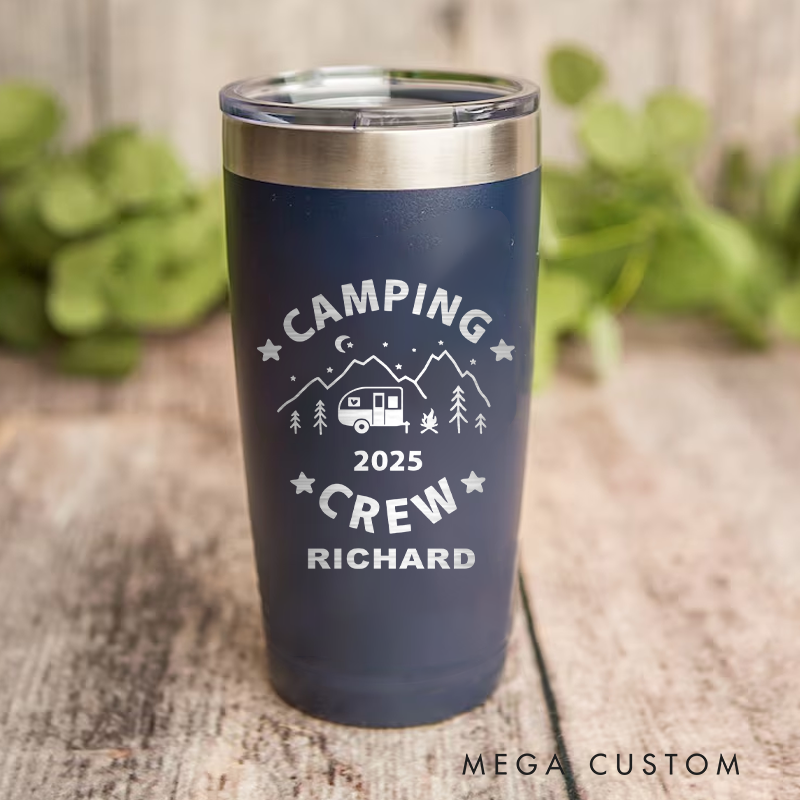 Personalized Camping Tumbler Custom Camping Crew 2025 20 OZ Tumbler Gift for Outdoor Camping Lover