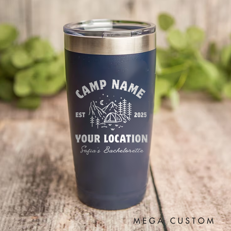 Personalized Customizable Camp Tumbler Bachelorette Adventure camping Tumbler gift for outdoor Lover
