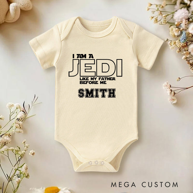 Personalized I Am a Jedi Like My Father Before Me Baby Onesie