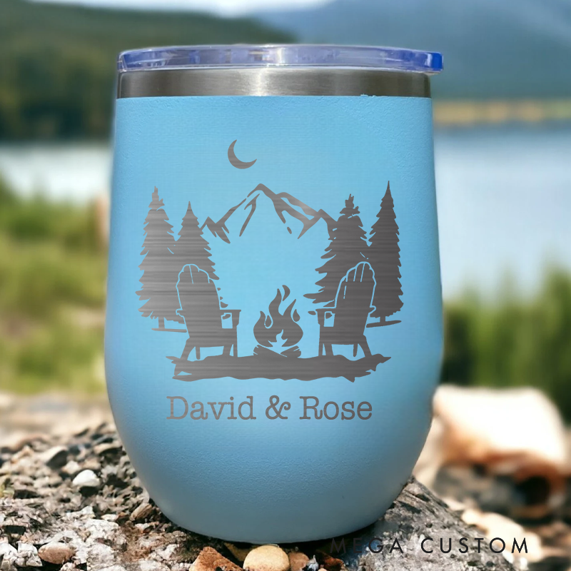 Personalized Camping Wine Tumbler Outdoor Campfire Tumbler Hiking & Camping Mug Coffee Cup Gift for Outdoor Campig Lover