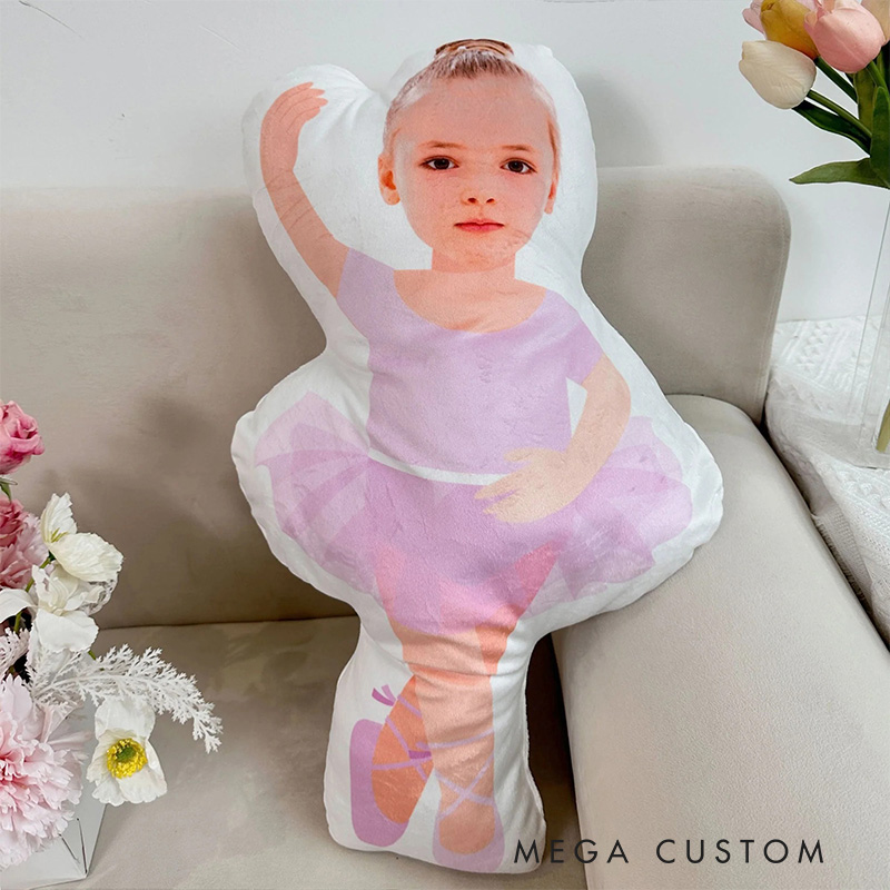 Personalized Cute Little Ballerina Shaped Pillow Dancing Photo Pillow Dance Lover Gift for Kids Friend Granddaughter