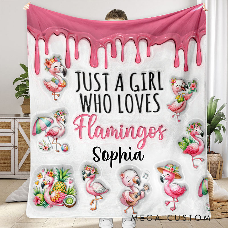 Personalized Flamingo Lover Blanket with Vibrant Flamingo Design and Custom Name for Flamingo Fans Blanket