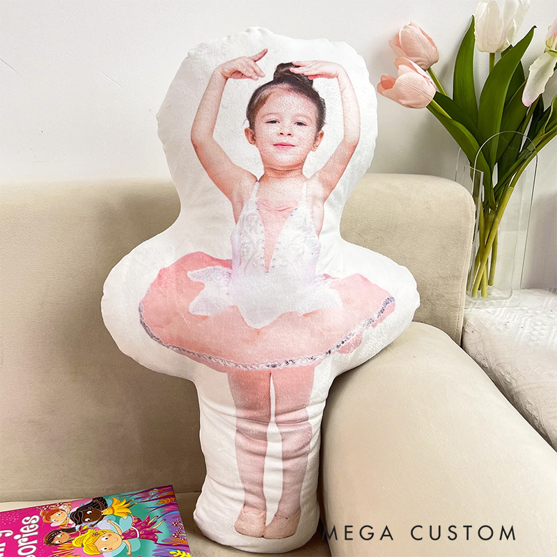 Personalized Ballerina Girl Ballet Dancing Daughters Shaped Pillow Dancing Photo Pillow Dance Lover Gift for Kids Friend Granddaughter