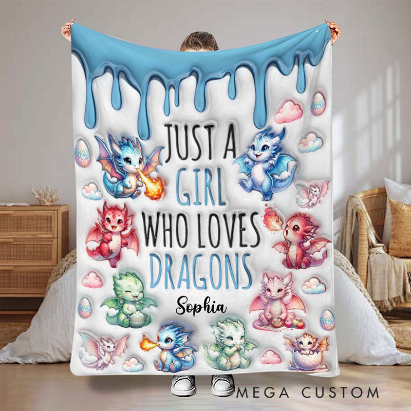 Personalized Dragon Lover Blanket with Fantasy Dragon Graphics and Custom Name for Dragon Enthusiasts Blanket