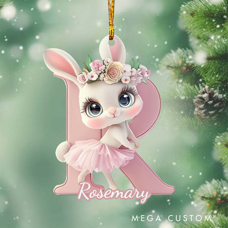 Personalized Ballet Bunny Alphabet Christmas Acrylic Ornament Dance Lovers Christmas Gift Dancer Xmas Gift Christmas Decor