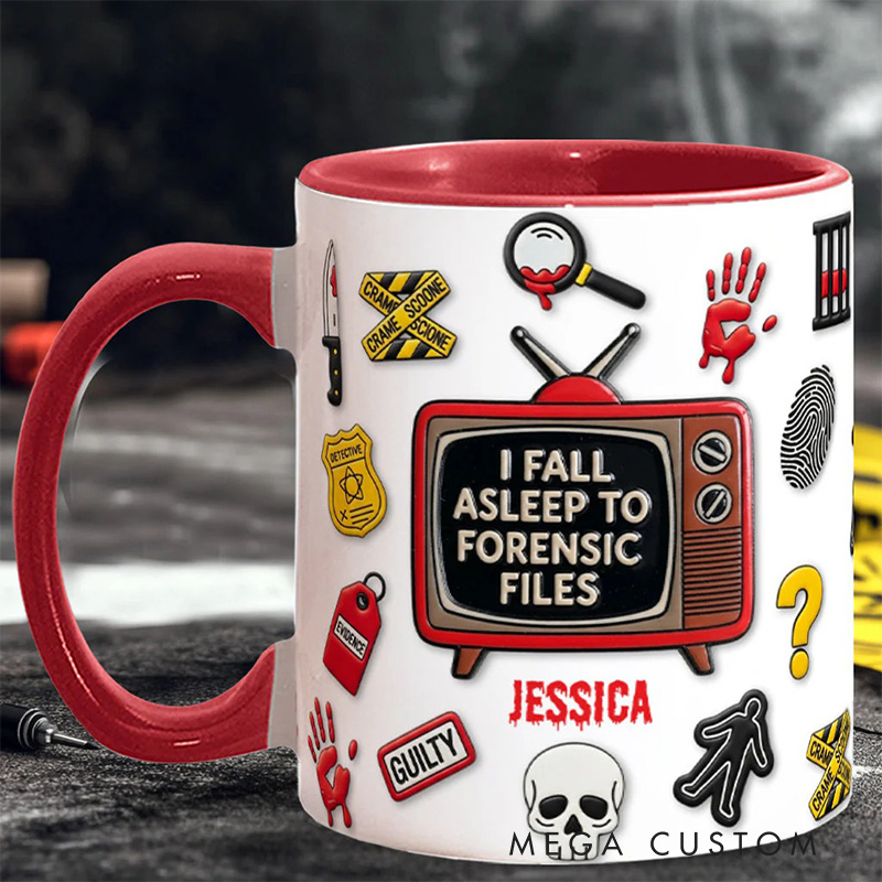 Personalized 3D Effect I Fall Asleep Crime Watching Mug TV Show Mug Movie Lover Gift for Friend Birthday Gift