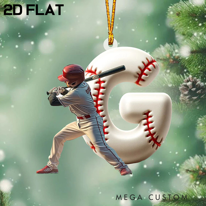 Personalized Acrylic Baseball Christmas Ornament Best Player Ever with Customizable Letters and Numbers