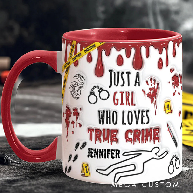 Personalized 3D Effect Just A Girl Who Loves True Crime Mug TV Show Mug Movie Lover Gift for Friend Birthday Gift