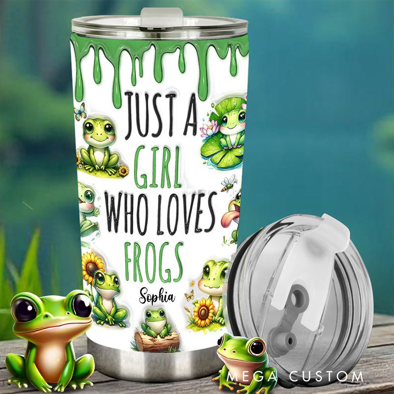Personalized Frog Lover Tumbler with Cute Frog Graphics and Custom Name for Girls Who Adore Frogs Tumbler