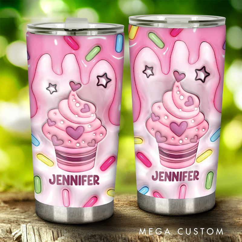 Personalized Cupcake Tumbler with Custom Name 20oz Baking Tumbler for Her Baker Dessert Lover Tumbler