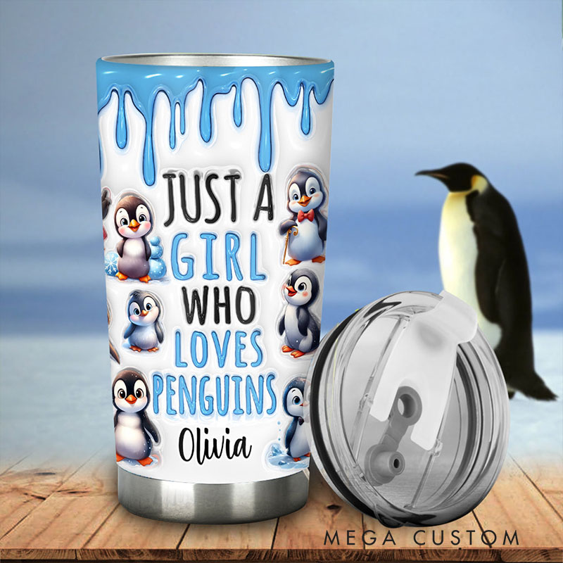 Personalized Penguin Lover Tumbler with Adorable Penguin Design and Custom Name for Penguin Enthusiasts Tumbler