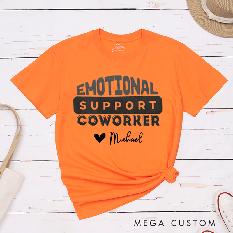 Bold Typography T-Shirt – Emotional Support Coworker Custom Name Design