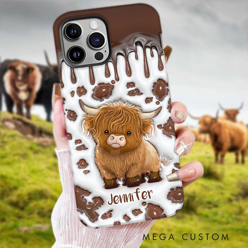 Personalized Highland Cow Phone Cases with Cute Cow Design and Custom Name for Animal Lovers and Unique Style Phone Cases