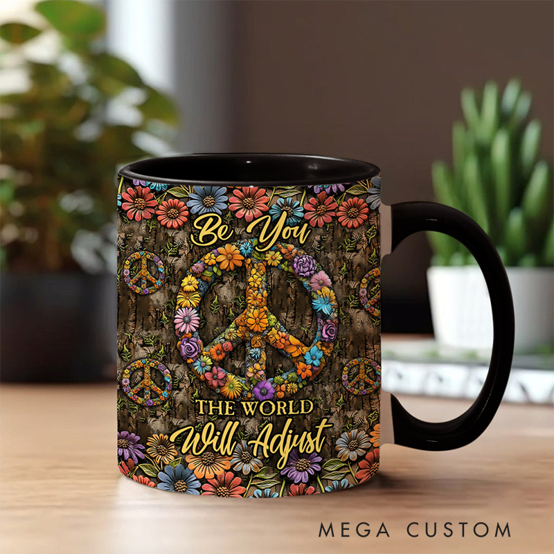 Personalized Hippie Accent Mug Hippie Lover Gifts Colorful Hippie Coffee Mug Bohemian Coffee Mug Peace Love Cup