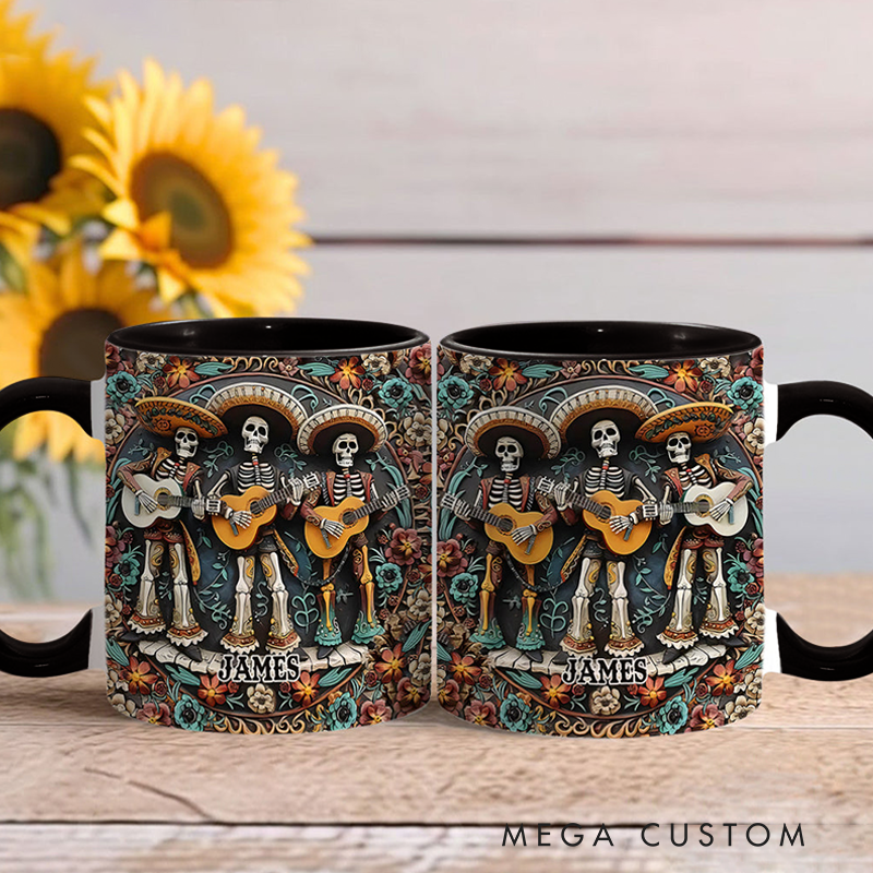 Personalized Name Skeleton Trio Mug Skull Accent Mug