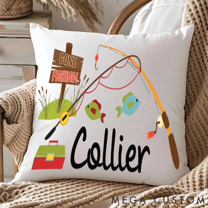 Personalized Fishing Pillow Fishing Pillow with poles Unique Gift for Fishing Lovers Comfortable Home Decor for Anglers
