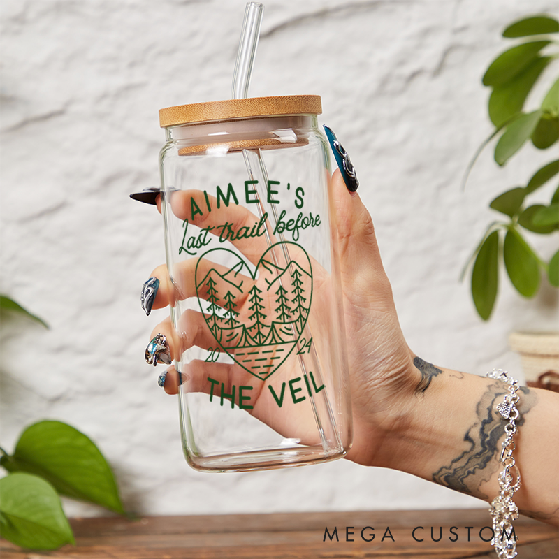 Personalized Custom Camp Bachelorette Glass Tumblers Outdoor Camping Coffee Cup Gift for Campig Party Lover