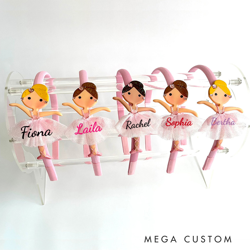 Personalized Ballerina Headband Doll Ballet Headband Pink Hair Bow Gift for Ballet Dancer Kids Dance Lover