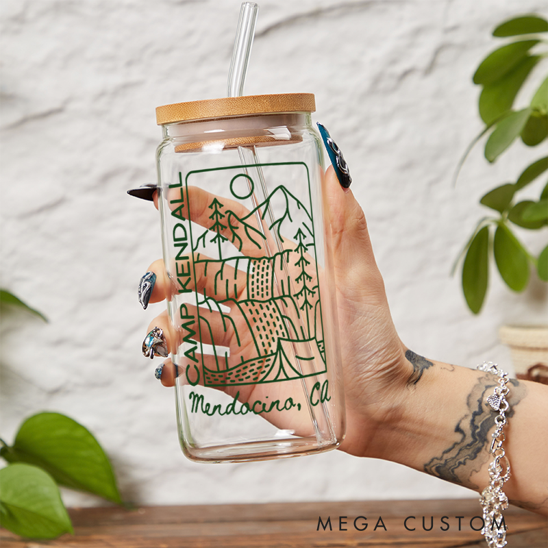 Personalized Custom Camping Glass Outdoor Campfire Tumbler Camping Party Coffee Cup Hiking & Camping lover Mug