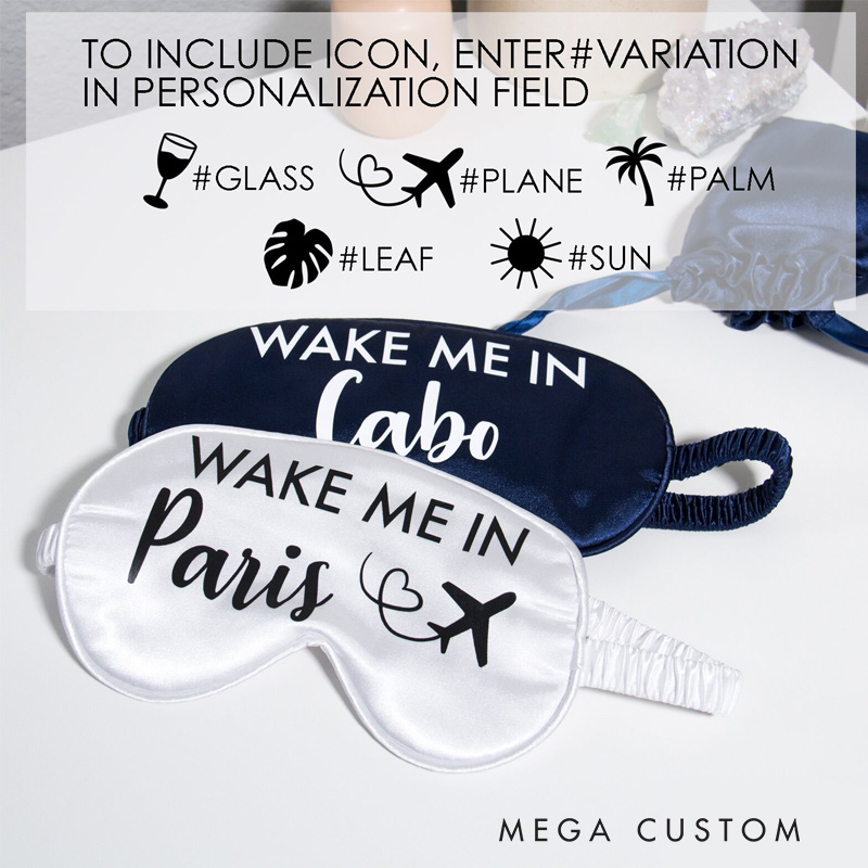 Personalized Eye Mask Custom Sleep Mask Travel Sleeping Mask Custom Satin Mask Bridal Party Sleep Mask Destination Wedding Gift