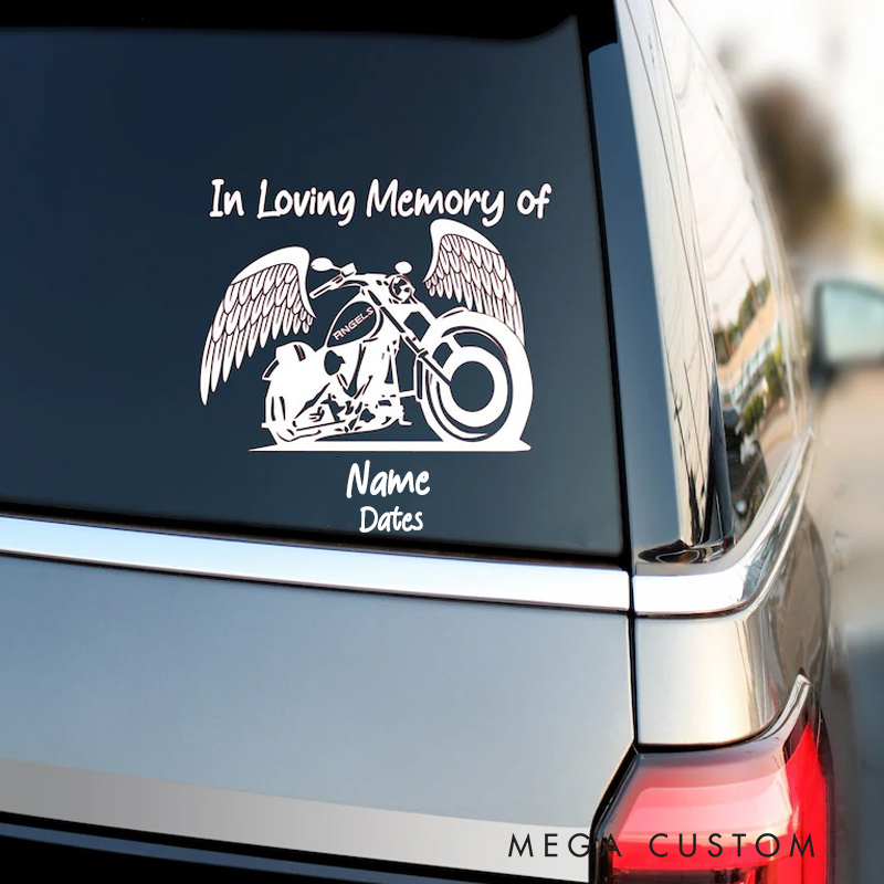 Personalized Memorial Decal Sticker for Car Window In Loving Memory Decal Motorcycle Memorial Decal Sympathy Gift