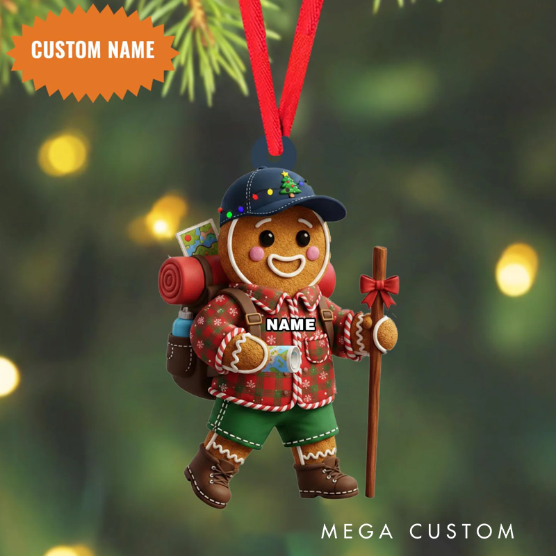 Personalized Custom Name Camping Gingerbread Christmas Ornament Christmas Tree Hanging Outdoor Camping Lover Gift 