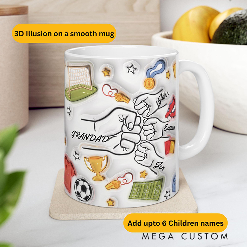Personalized Soccer-Themed Family Mug with Custom Names and Fun Graphics for Family